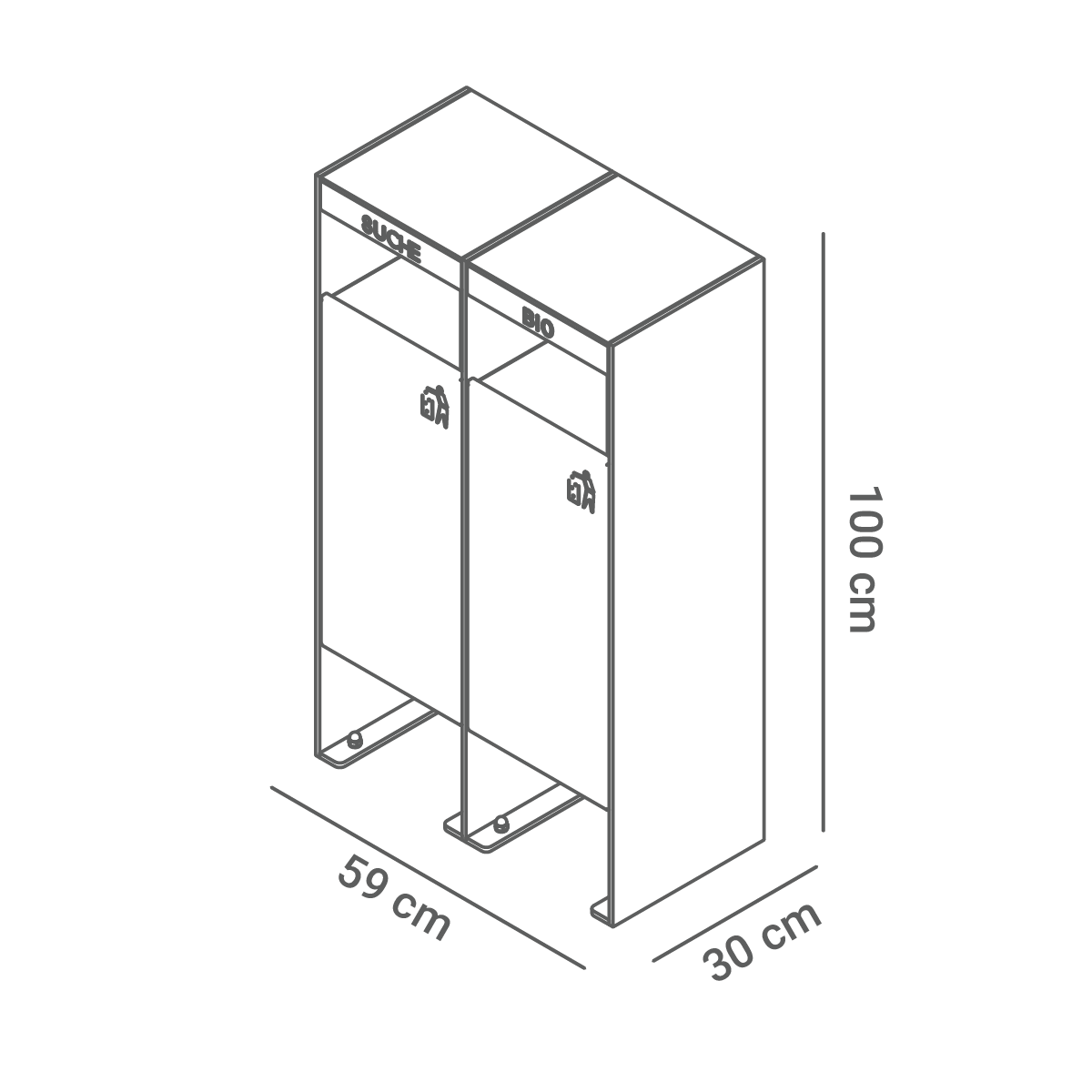 Waste segregation basket 15.261 - dimensions