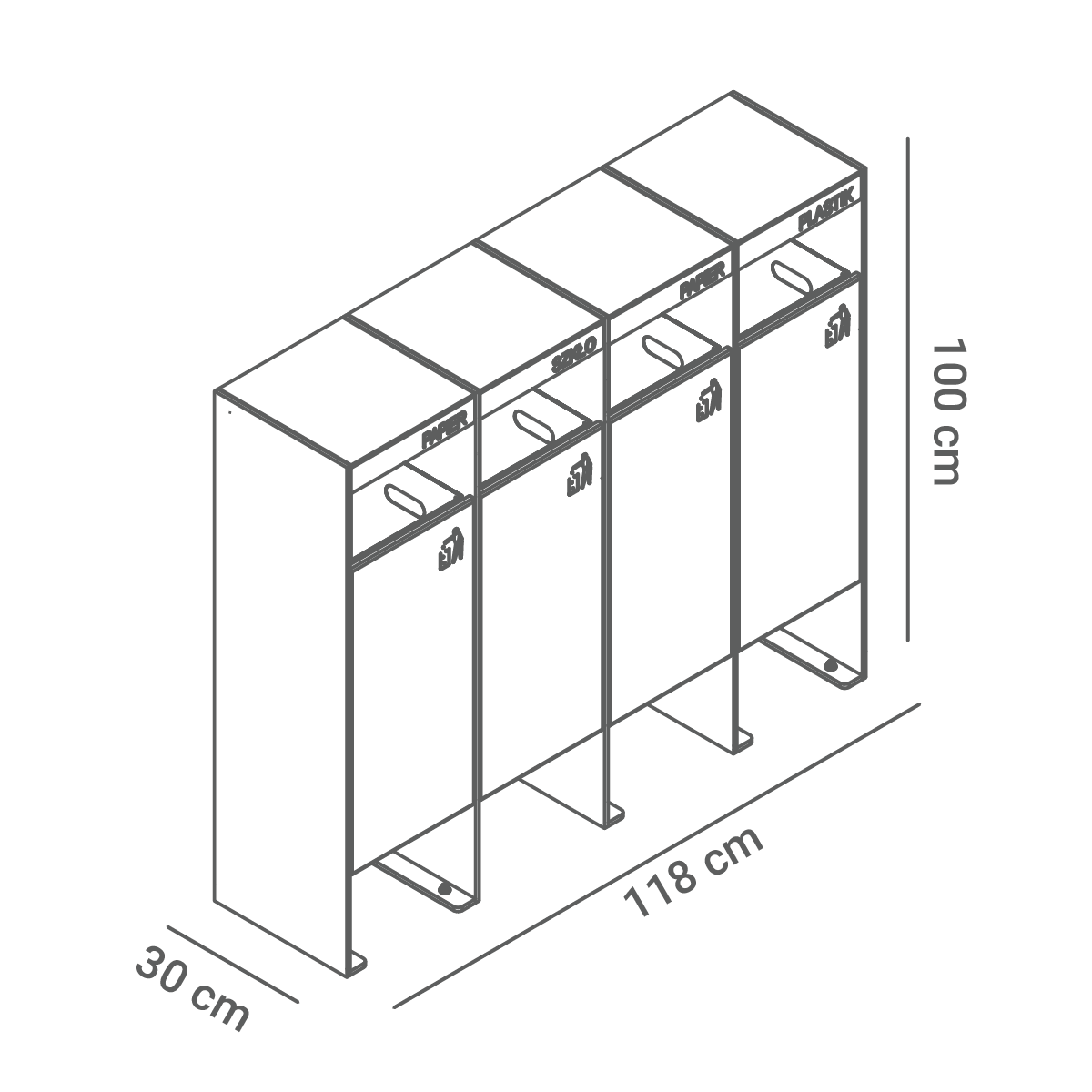 Waste segregation garbage can 15.461 - dimensions
