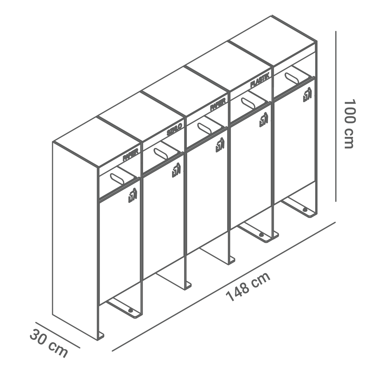 Waste segregation garbage can 15.561 - dimensions
