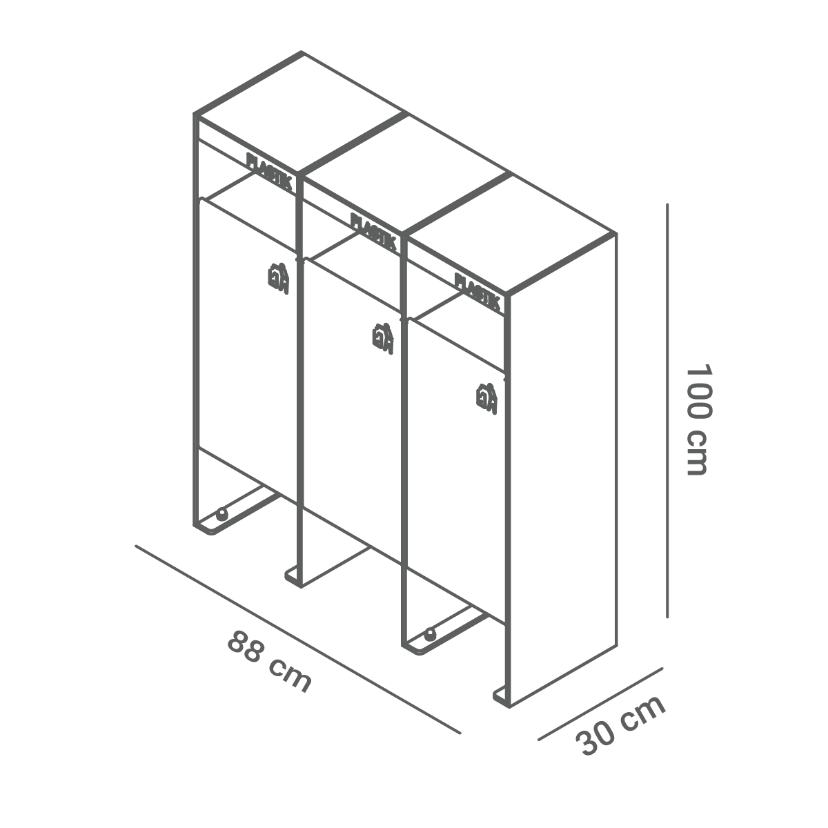 Waste segregation garbage can 15.061 - dimensions