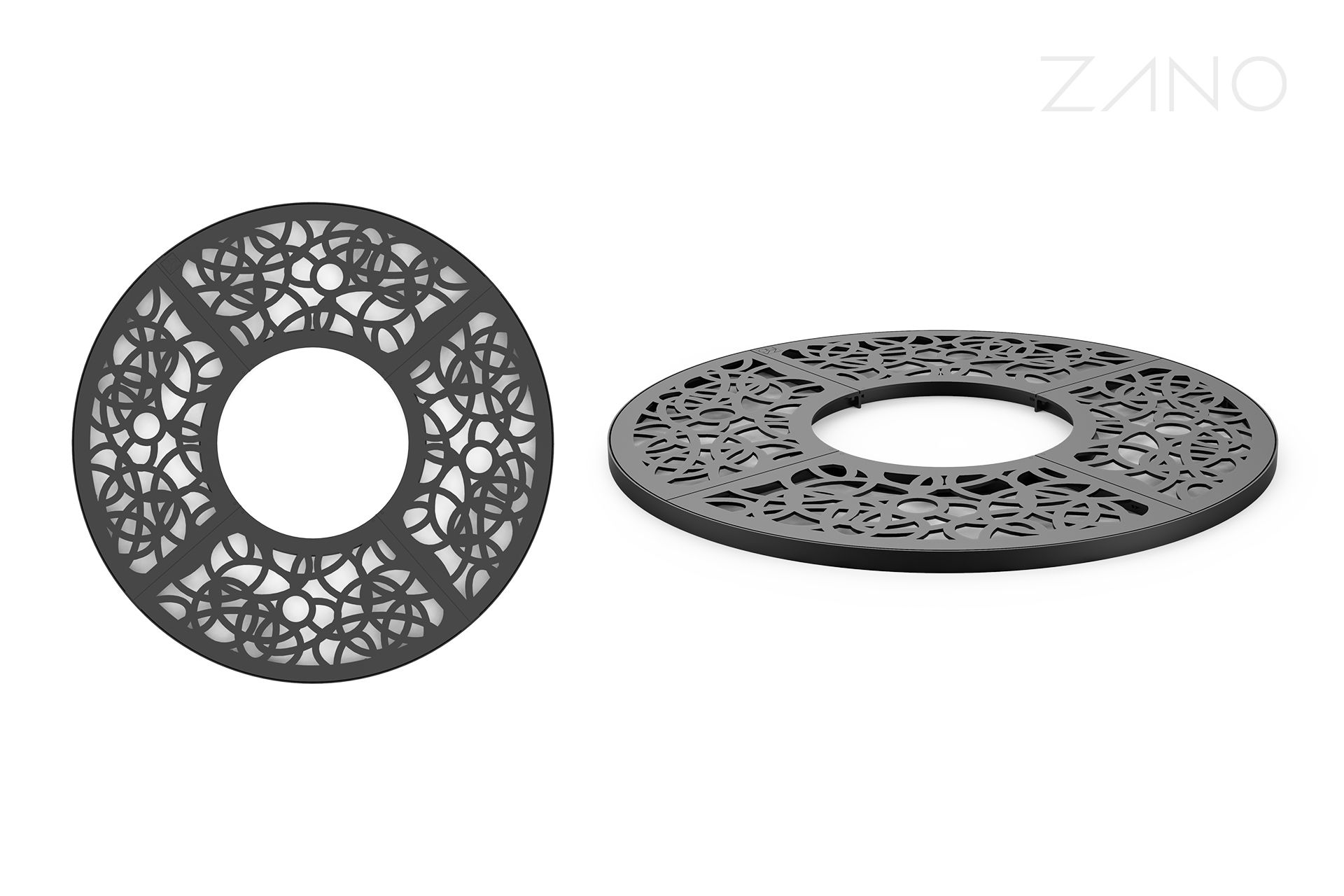 Grille under the tree with the possibility of installing lights in the grille Grille under the tree with the possibility of installing lights in the grille