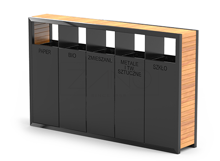 Pavo recycling garbage can, divided into: plastic, metal, paper, bio, mixed waste Pavo recycling garbage can, divided into: plastic, metal, paper, bio, mixed waste