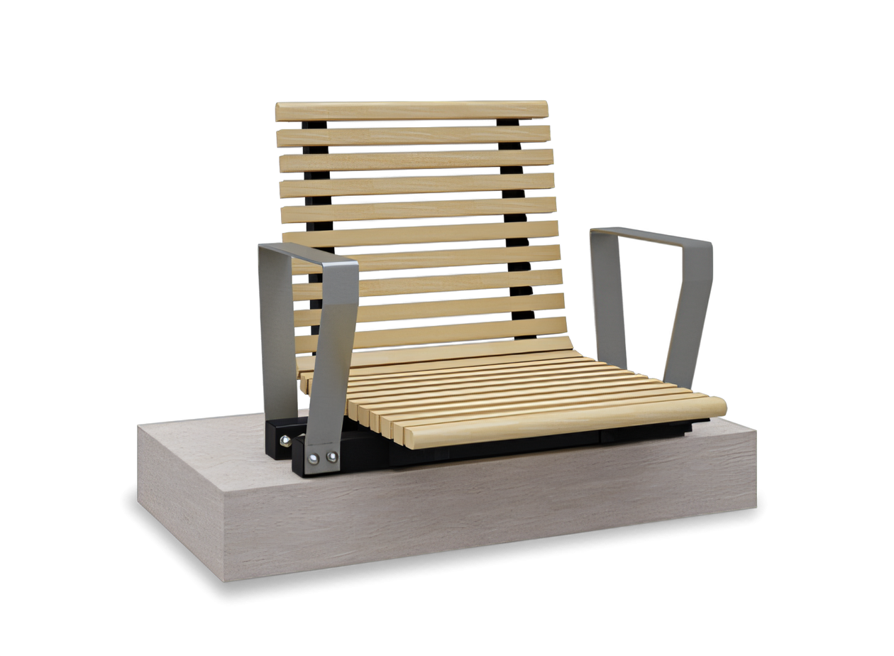 Modular bench with stainless steel armrests Modular bench with stainless steel armrests