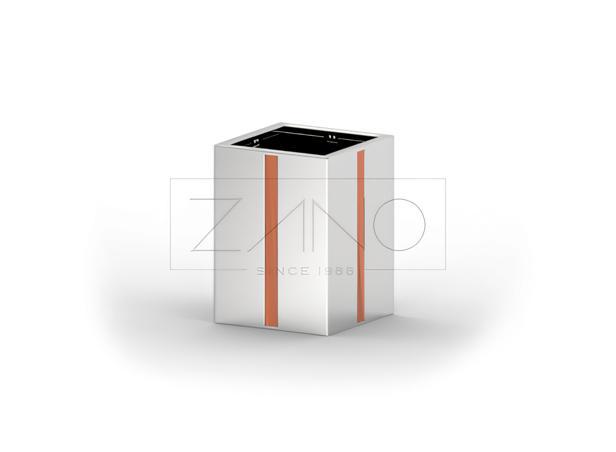 Stainless steel urban pot with wood elements Stainless steel urban pot with wood elements