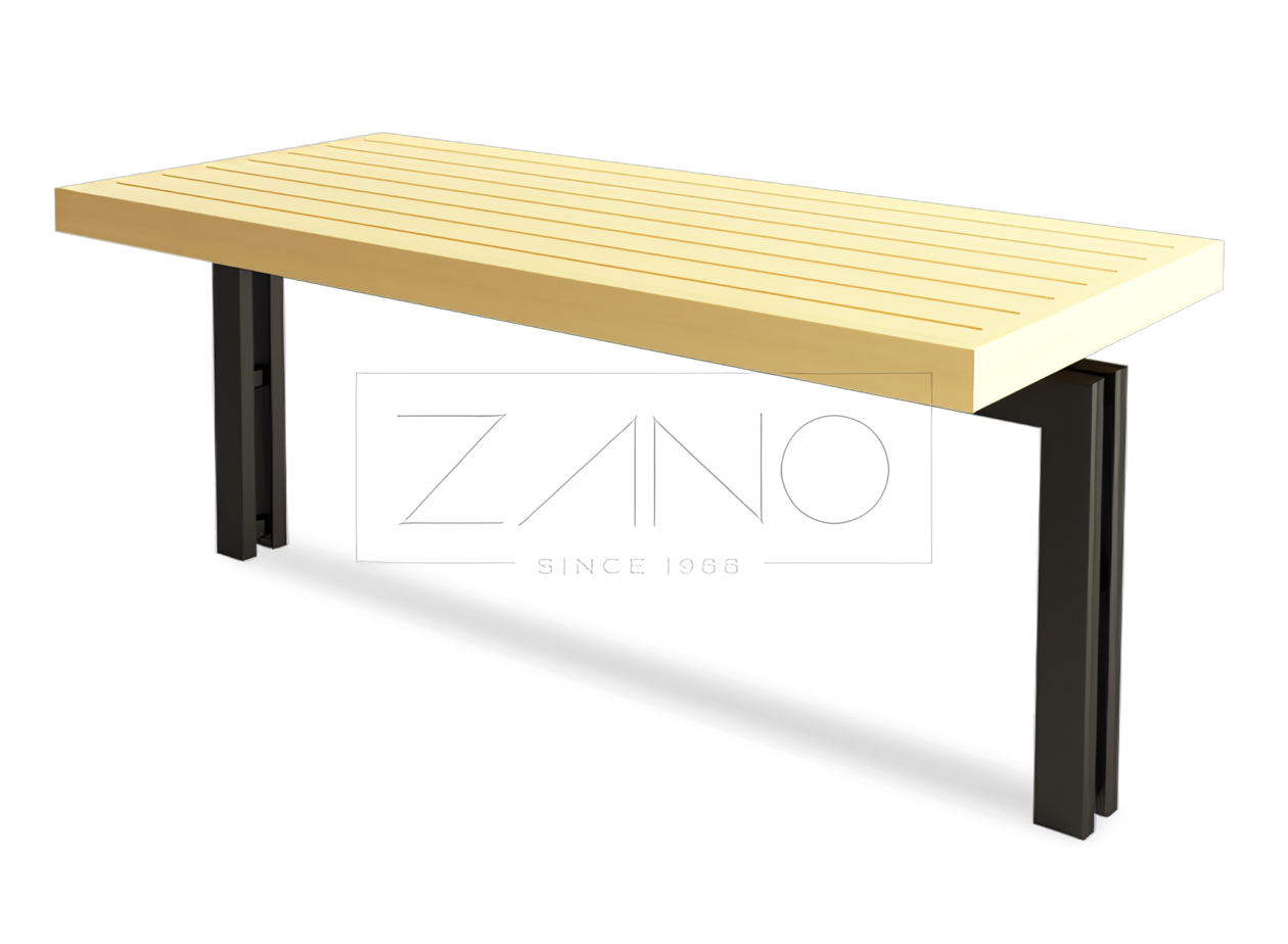 Metal table with wooden top Metal table with wooden top