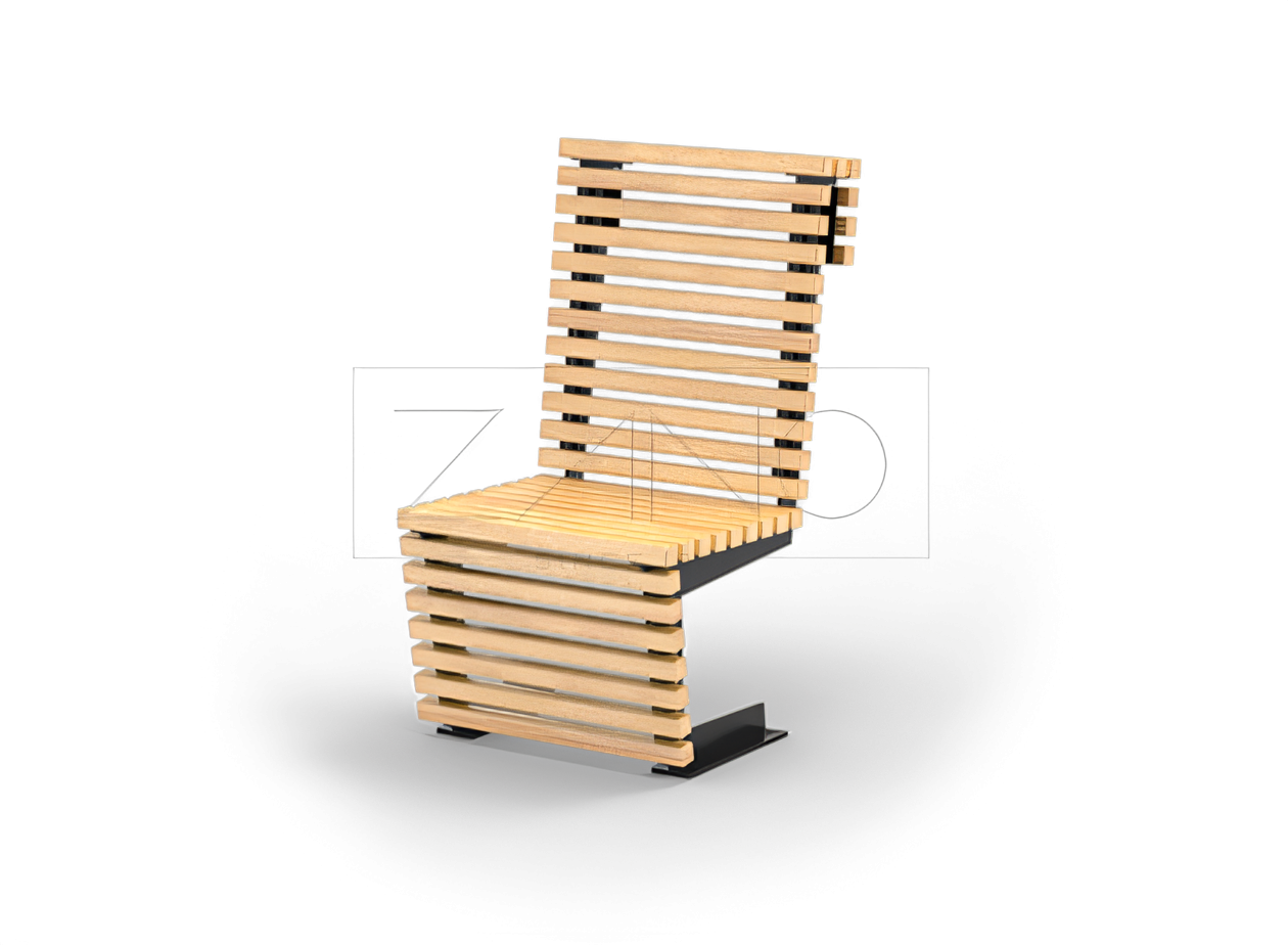 Metal swivel chair with wooden planks Metal swivel chair with wooden planks