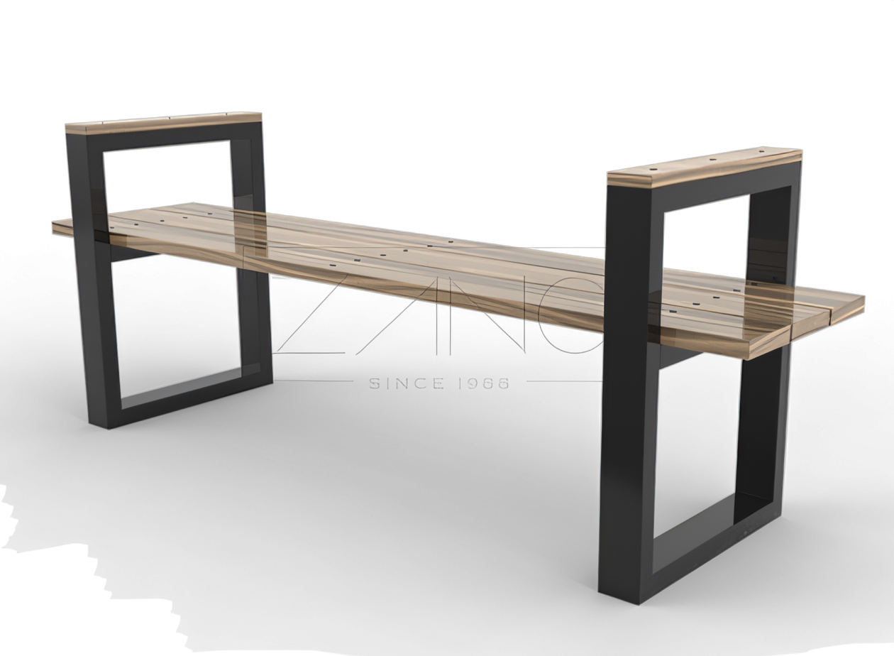 black steel benches