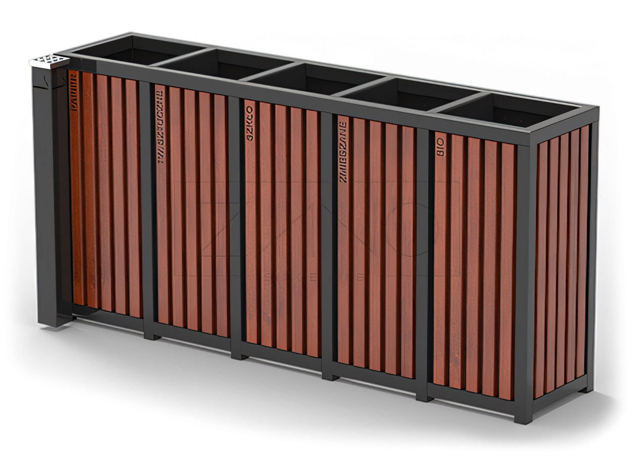 Painted steel recycling garbage can with ashtray Painted steel recycling garbage can with ashtray