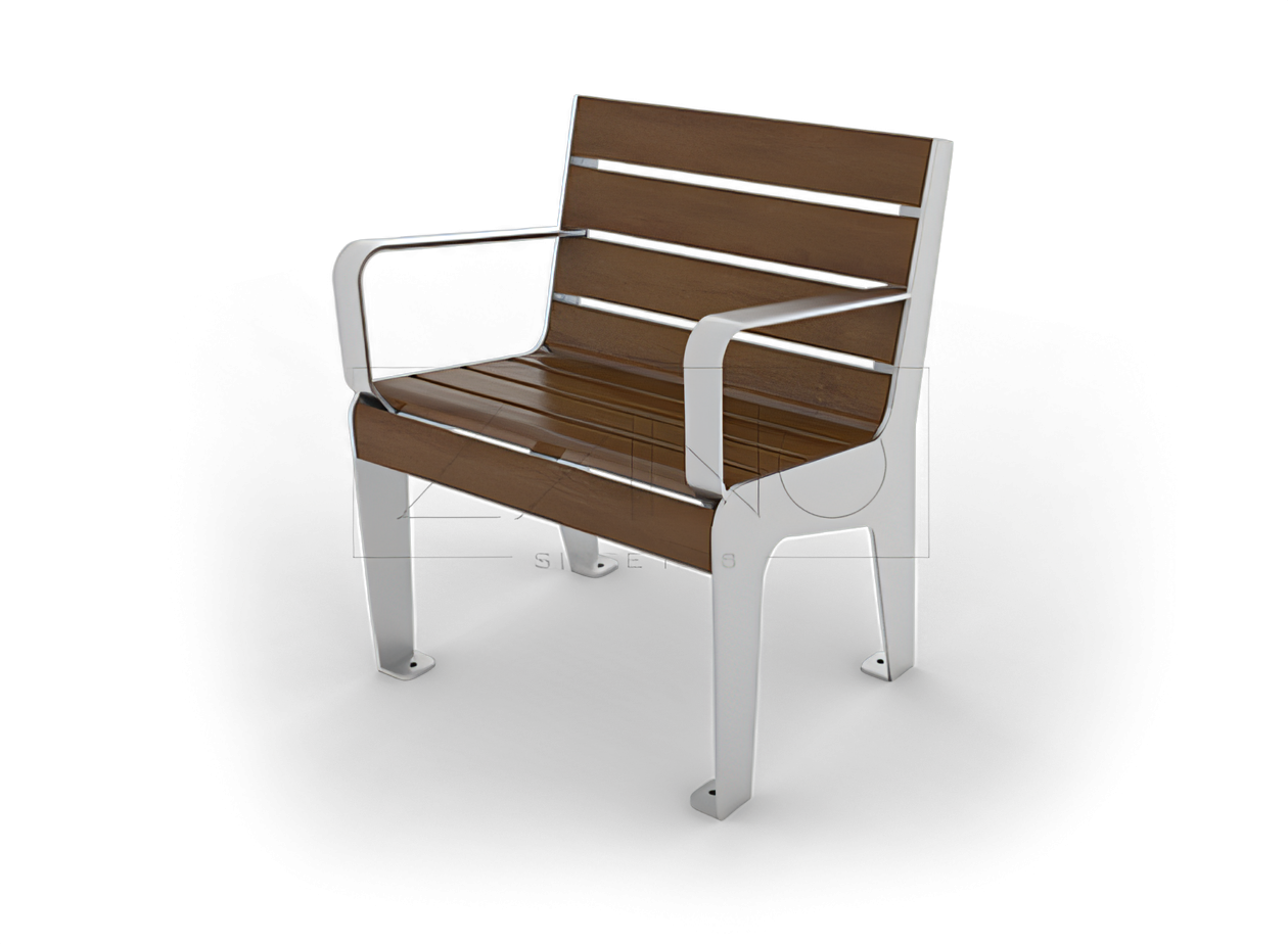 Park chair for seniors Stainless steel and wood city armchair