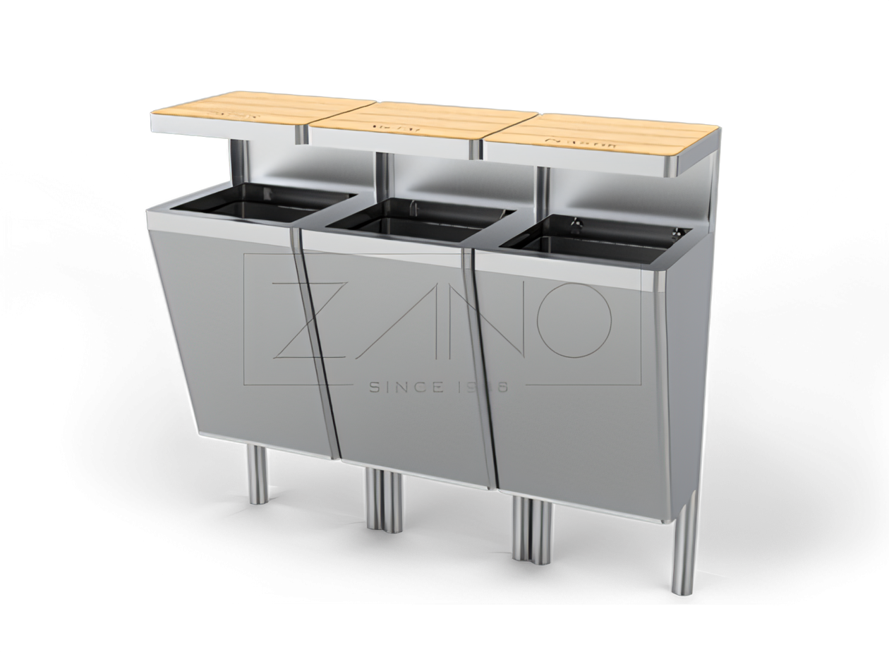 Municipal stainless steel park garbage can for segregated waste