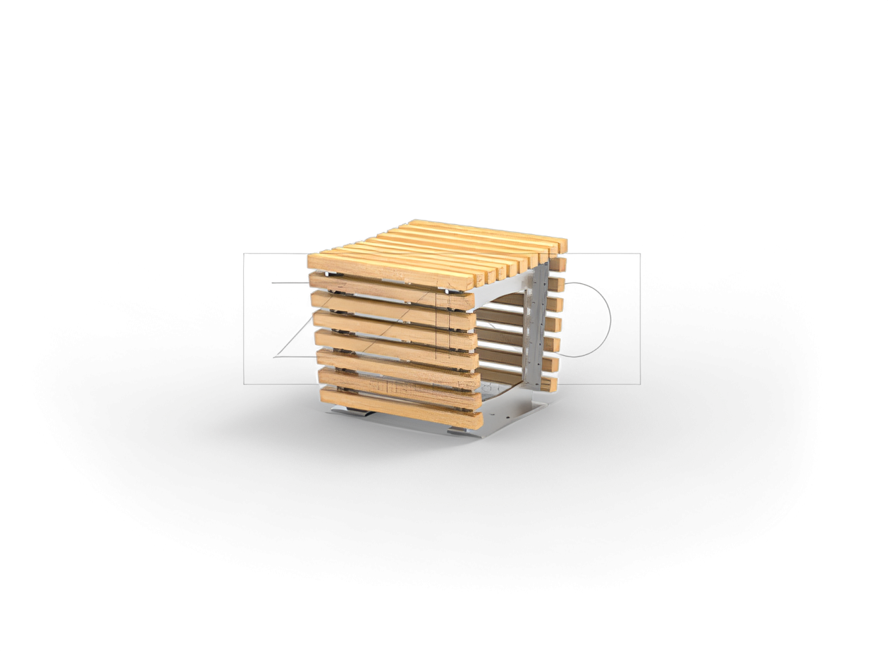 Modern city seat made of stainless steel and spruce wood Stylish city seat | Flash line | ZANO city furniture