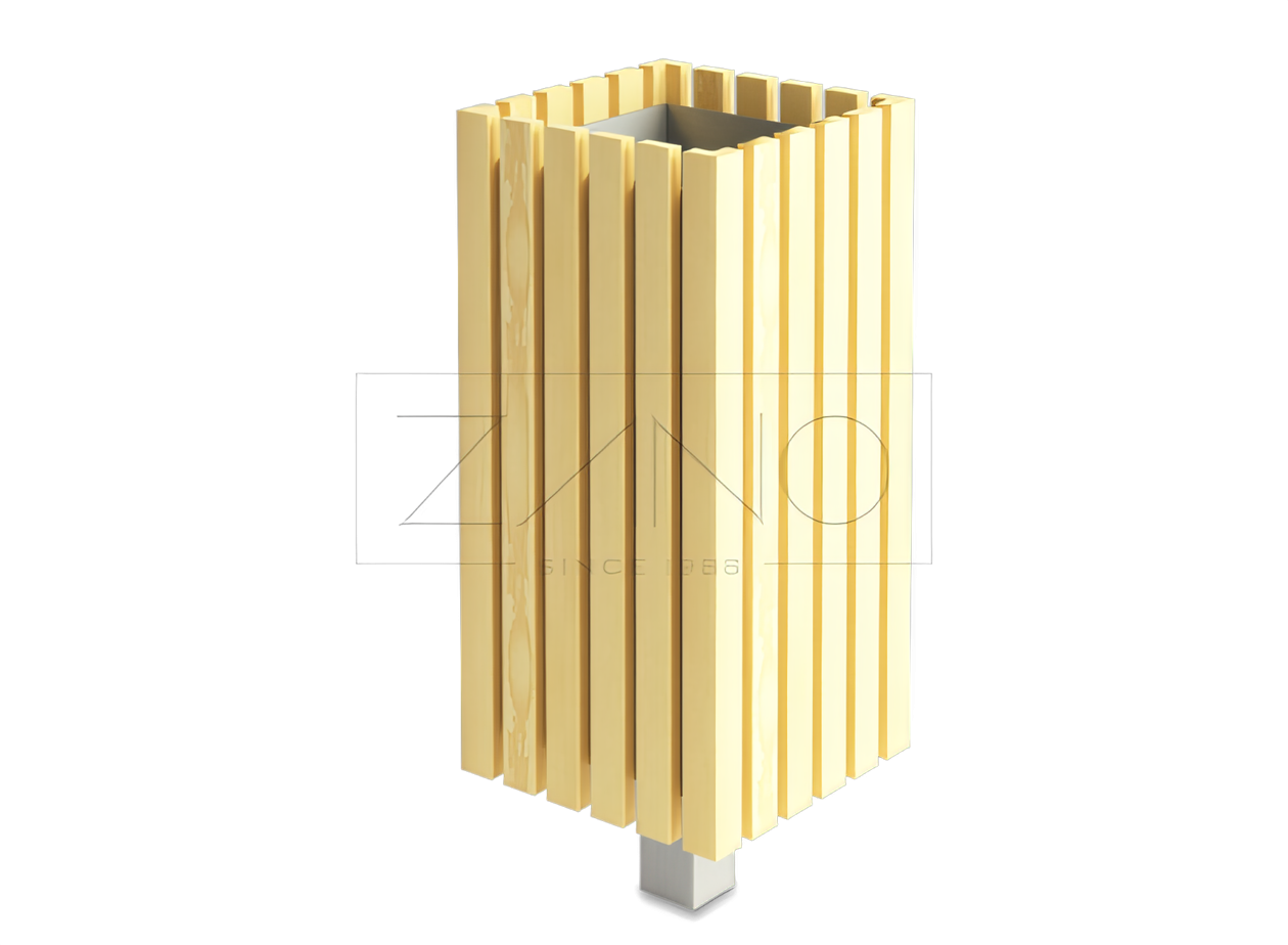 steel wooden wastebasket