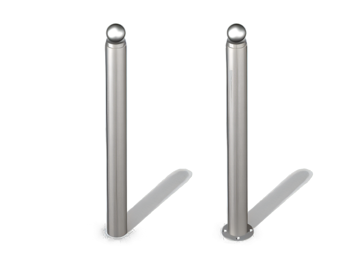 Elegant posts for urban spaces. stainless steel posts with decorative element