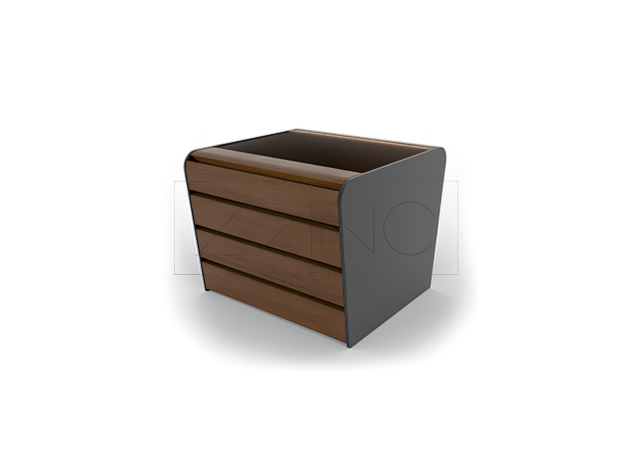 Small soft pot in black steel Soft pot 06.012 size S is a pot referring to the shape of the entire Soft line, built of stainless steel and spruce wood