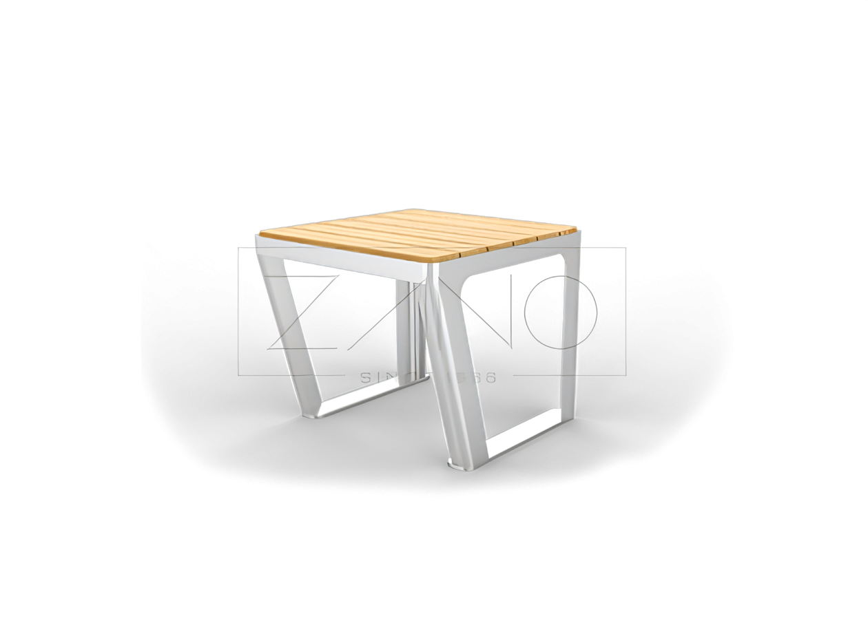 Scandik seat made of stainless steel and clear lacquered spruce wood