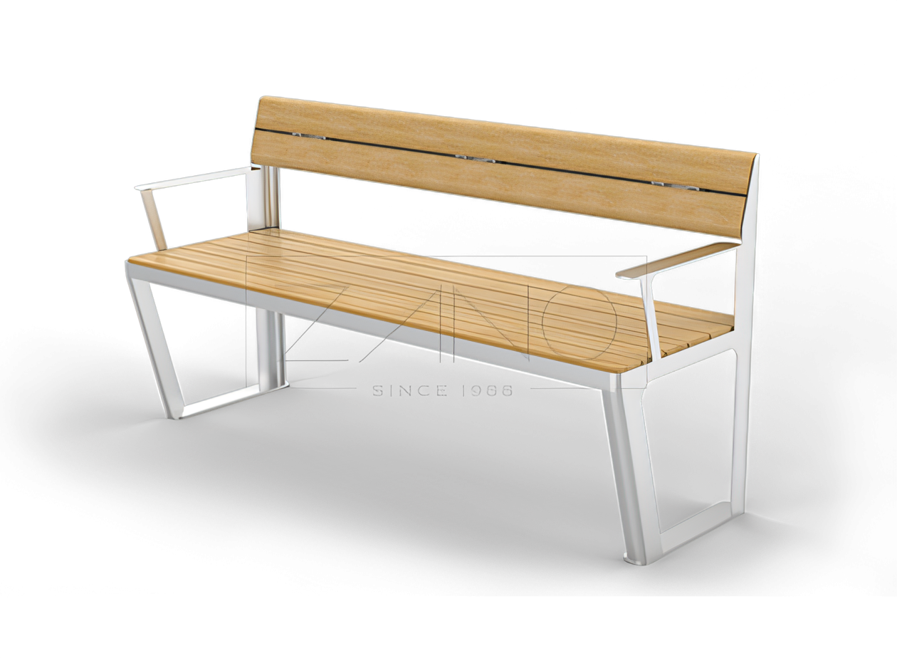 City bench with armrests and backrest | Urban furniture for seniors