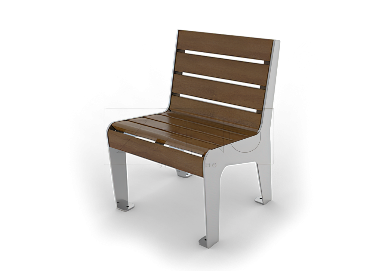 Sturdy garden, park chair made of stainless steel Soft chair made of stainless steel and spruce wood