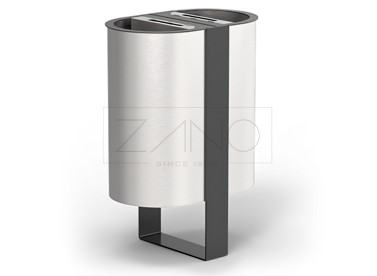 two-chamber city garbage can with ashtray made of stainless and carbon steel two-chamber city garbage can with ashtray made of stainless and carbon steel