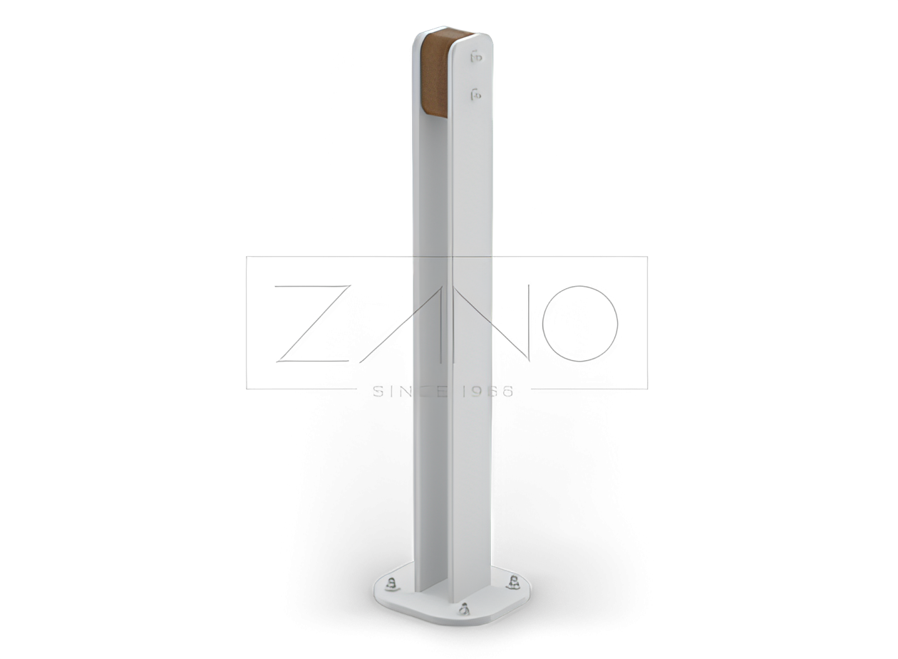 Soft post 01.012 | stainless steel | ZANO urban furniture Stainless steel city fence post with wooden elements. Unusual, original design.