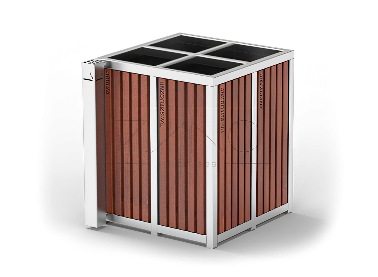 Quadruple trash garbage can Waste sorter, trash garbage can quadruple