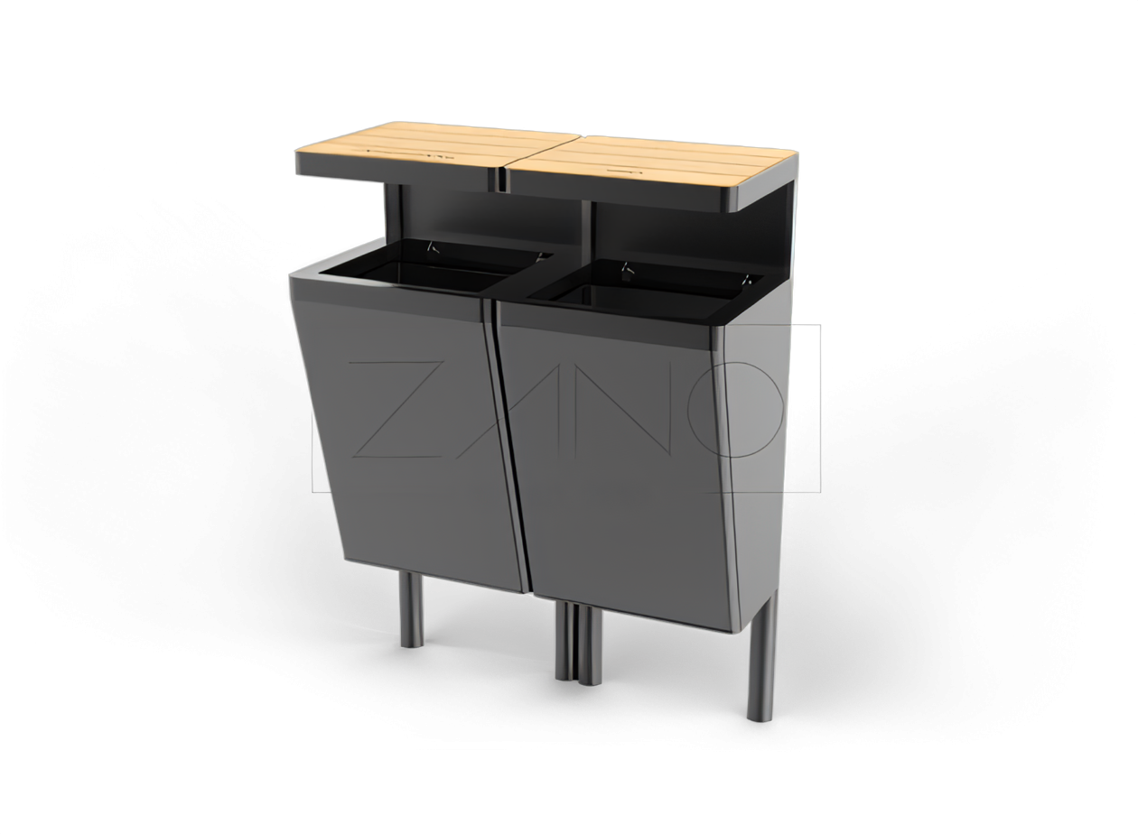 Scandik two compartment recycle garbage can in black steel Scandik two compartment recycle garbage can in black steel