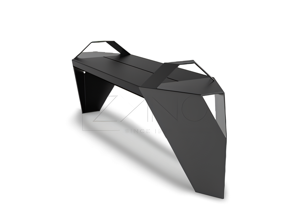Black painted city bench with armrests Modern urban furniture by ZANO