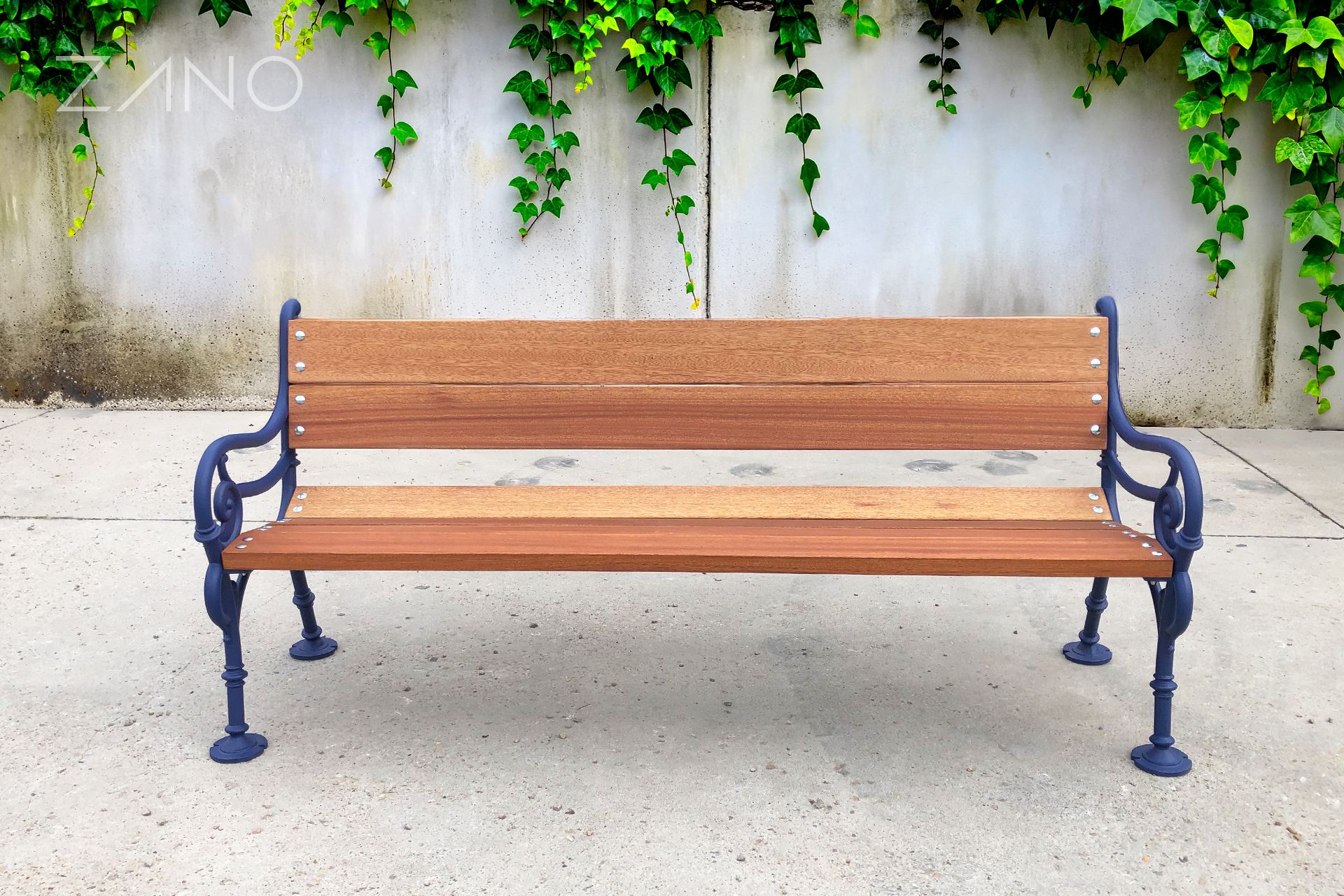 Retro-Style City Bench - Exotic Hardwood Retro-Style City Bench - Exotic Hardwood