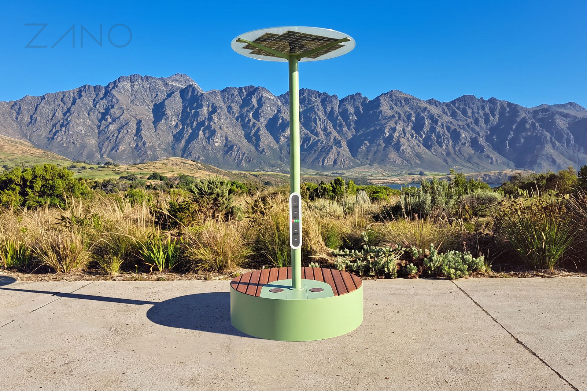 A solar station along a mountain trail A solar station along a mountain trail