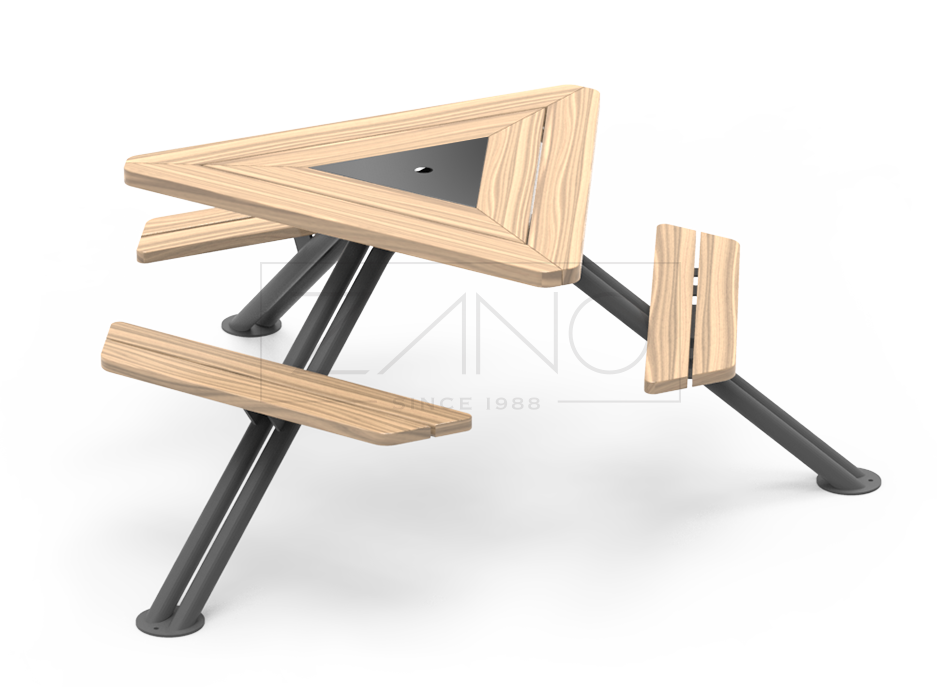 Mars picnic table is an urban furniture that combines the function of a traditional picnic table with a modern element of modern urban architecture
