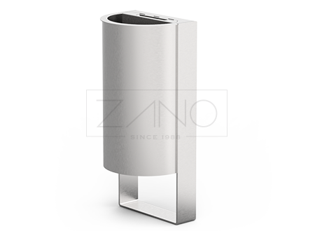 Waste basket with ashtray, standing, stainless steel external