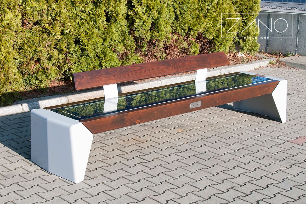 Spruce wood painted in Walnut | Photon solar bench