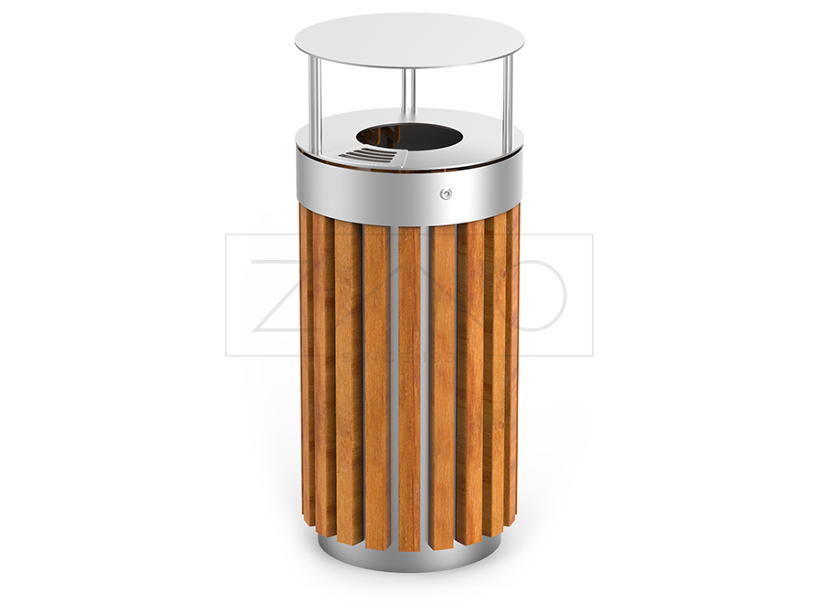 Tubus basket with canopy and ashtray made of stainless steel
