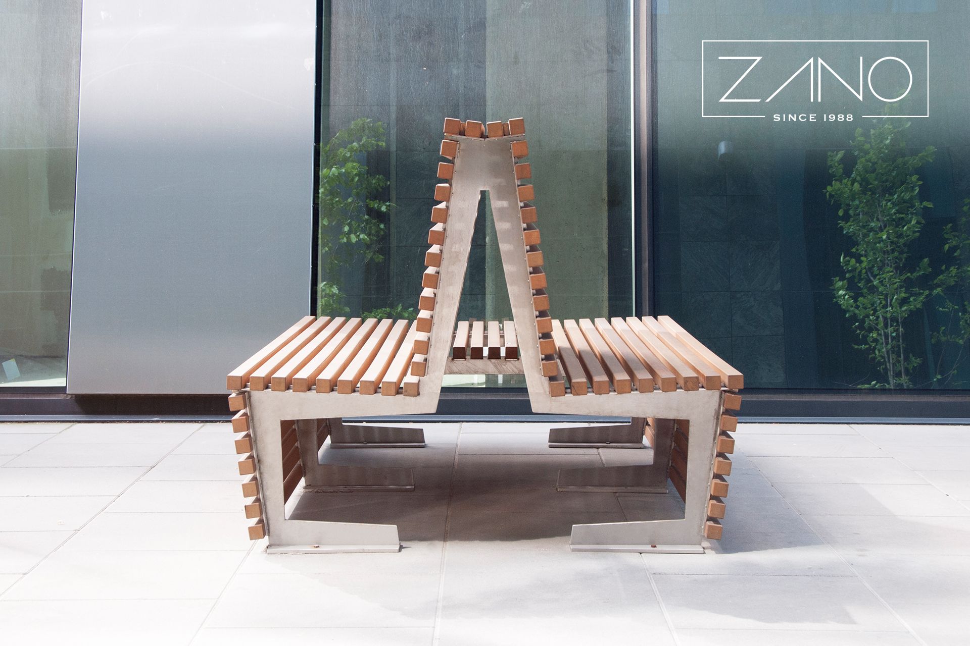 Urban stainless steel double-sided bench